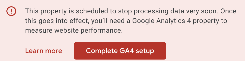 Google's GA4 Setup Deadline Notification